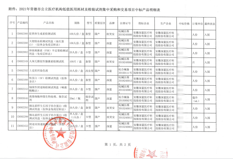2021年常德市中標(biāo)通知書-安徽深藍醫(yī)療